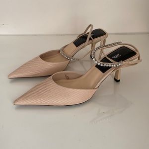 Zara Beige Ankle Strap Heel